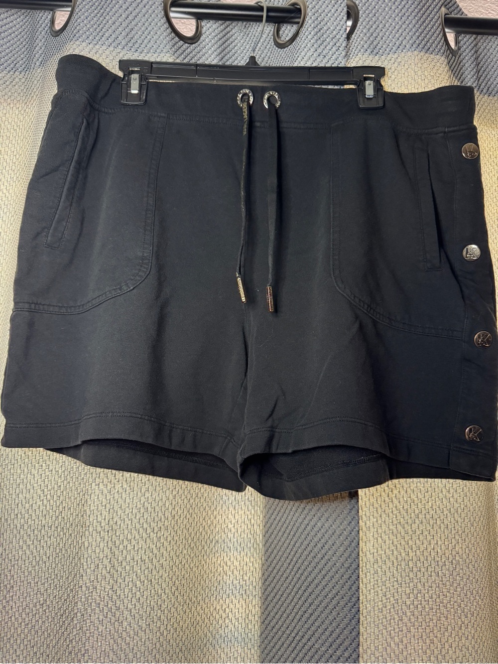 Karl Lagerfeld Black Lounge Shorts with Gold Buttons